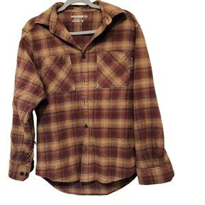 Wolverine‎ Mens Shirt Flannel Long Sleeve Button Up Plaid Brown Size Medium Made